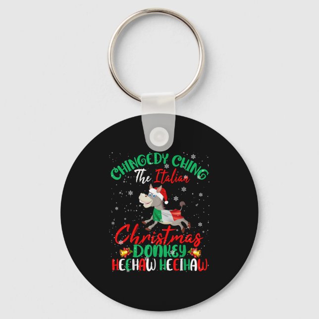 Merry Christmas Italian Funny Italian Santa Heehaw Keychain (Front)