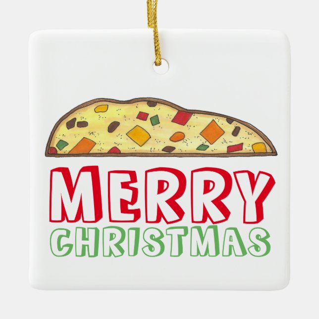 Merry Christmas Italian Holiday Biscotti Pastry Ceramic Ornament (Front)