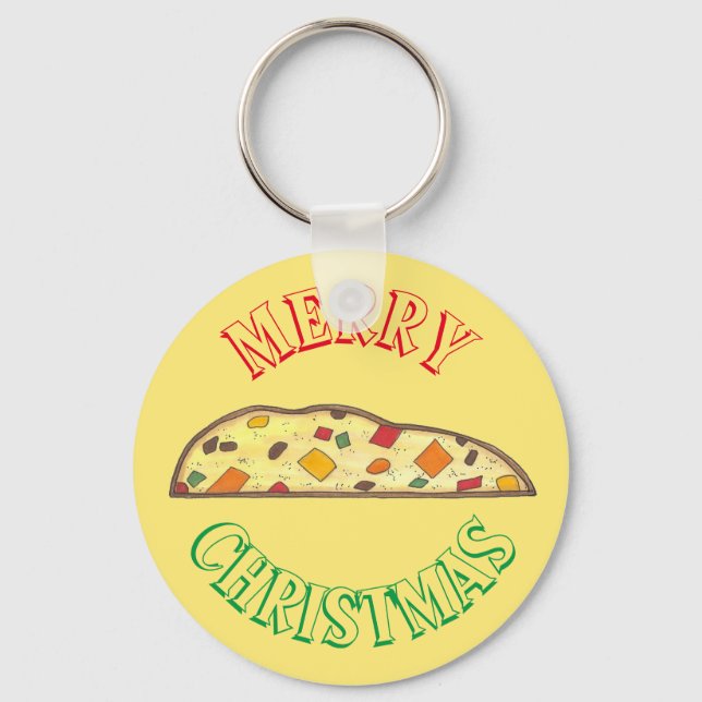 Merry Christmas Italian Holiday Biscotti Xmas Food Keychain (Front)