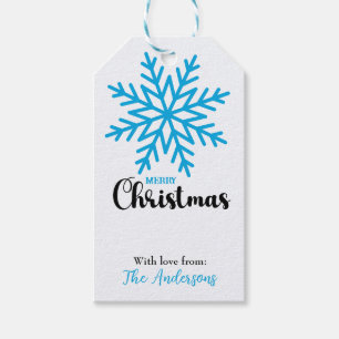 Merry Christmas Ive blue snowflakes Gift Tags