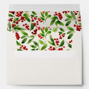 Merry Christmas Ivory Botanical with Address Envel Envelope
