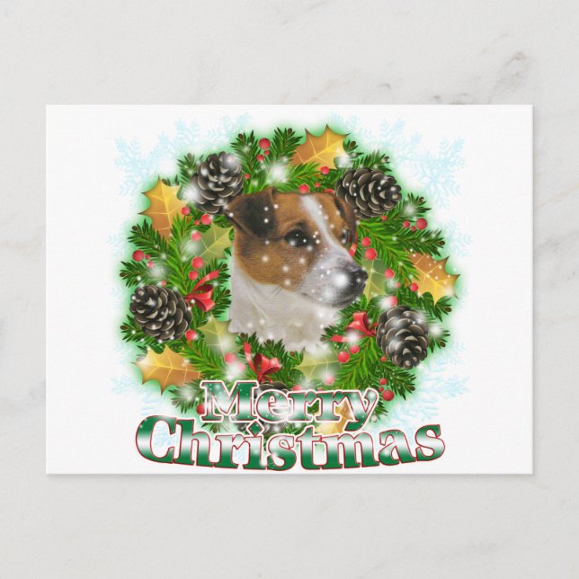 Merry Christmas Jack Russell Holiday Postcard (Front)