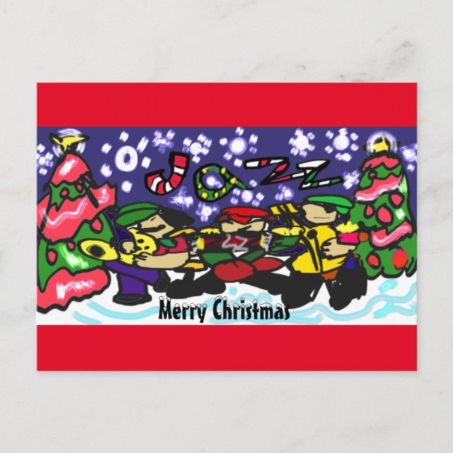 Merry Christmas Jazz music  Postcard (Front)