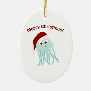 Merry Christmas! Jellyfish Ceramic Ornament