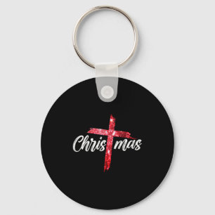 Merry Christmas Jesus Christian Cross Xmas Pajamas Keychain