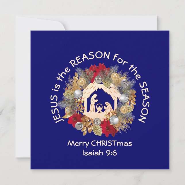 Merry Christmas JESUS IS THE REASON Christian Holiday Card (Front)