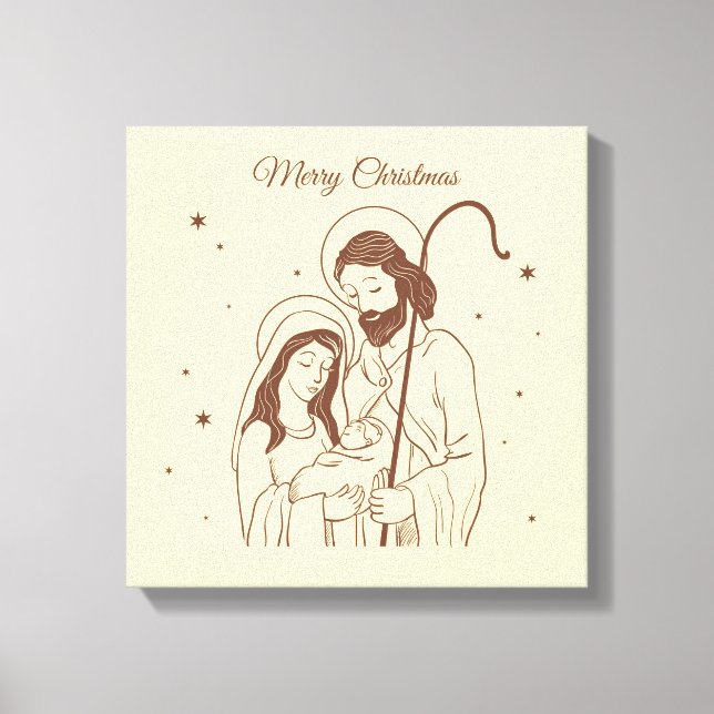 Merry Christmas - Jesus, Mary and Joseph Canvas Print (Front)
