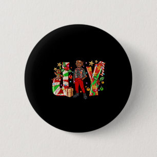 Merry Christmas Joy Afro Black Boy African America 2 Inch Round Button
