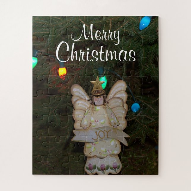 Merry Christmas JOY Angel Holiday Lights Jigsaw Puzzle (Vertical)