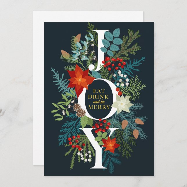 Merry Christmas JOY Corporate Greeting Holiday Card (Front/Back)