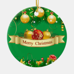 Merry Christmas Joy Custom Ceramic Ornament