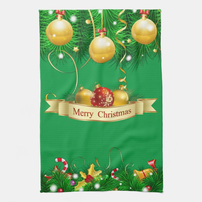 Merry Christmas Joy Kitchen Towel (Vertical)