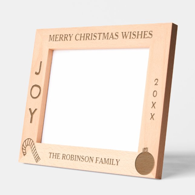 Merry Christmas Joy Name 10 x 8 Photo Etched Frames (Left)