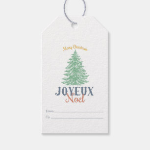 Merry Christmas Joyeux Noel Vintage Gift Tags