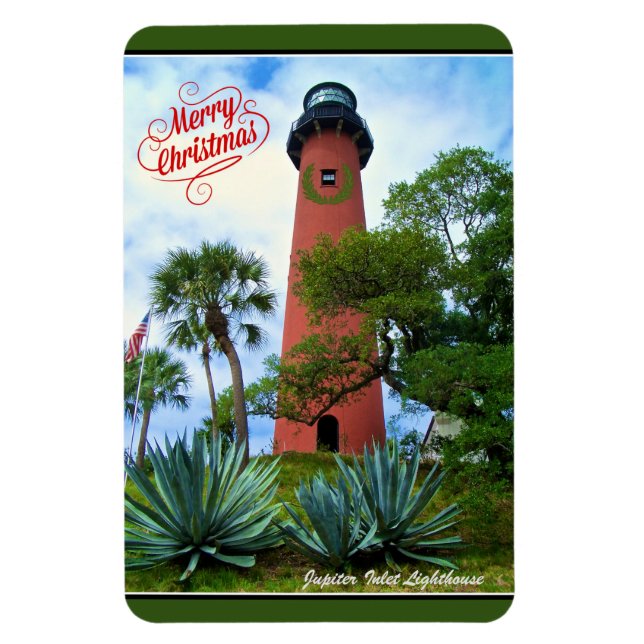 Merry Christmas Jupiter Inlet Lighthouse Florida  Magnet (Vertical)