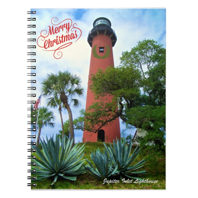 Merry Christmas Jupiter Inlet Lighthouse Florida  Notebook (Front)