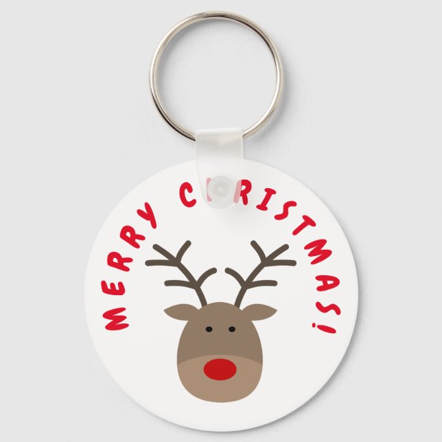 Merry Christmas keychain with Rudolf the reindeer (Front)