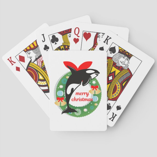 merry christmas killer whale playing cards (Back)