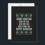 Merry Christmas Kiss My A.ss Happy Hanukkah ugly X Invitation<br><div class="desc">Funny christmas t shirt men,  funny xmas tshirt men,  funny Christmas gift shirt kids,  funny thanksgiving gift shirt,  thanksgiving t shirt men,  thanksgiving t-shirt women</div>