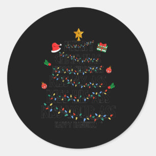 Merry Christmas Kiss My Happy Hanukkah Funny Xmas Classic Round Sticker