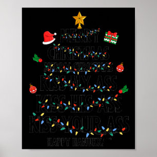 Merry Christmas Kiss My Happy Hanukkah Funny Xmas  Poster
