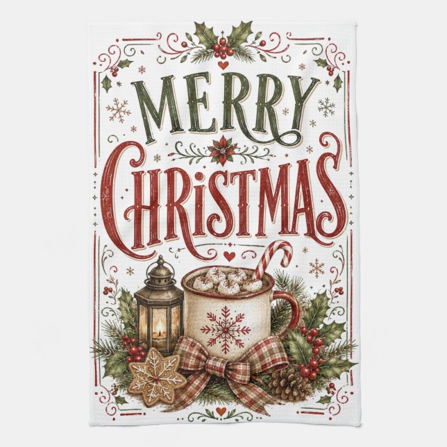 Merry Christmas Kitchen Towel (Vertical)
