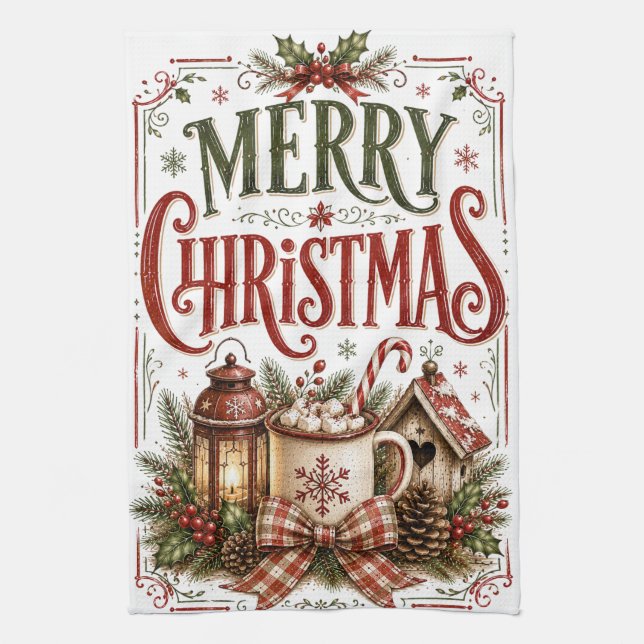 Merry Christmas Kitchen Towel (Vertical)