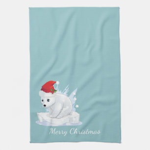 Merry Christmas Kitchen Towel-Polar Bear Kitchen Towel
