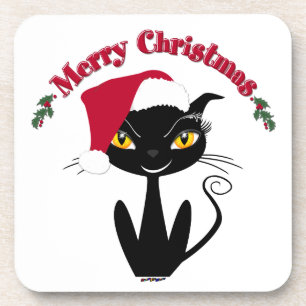 Merry Christmas Kitty Cat Coaster