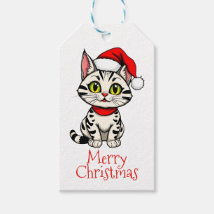 Merry Christmas Kitty Cat Gift Tags