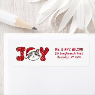 Merry Christmas Kitty Cat " JOY " return address