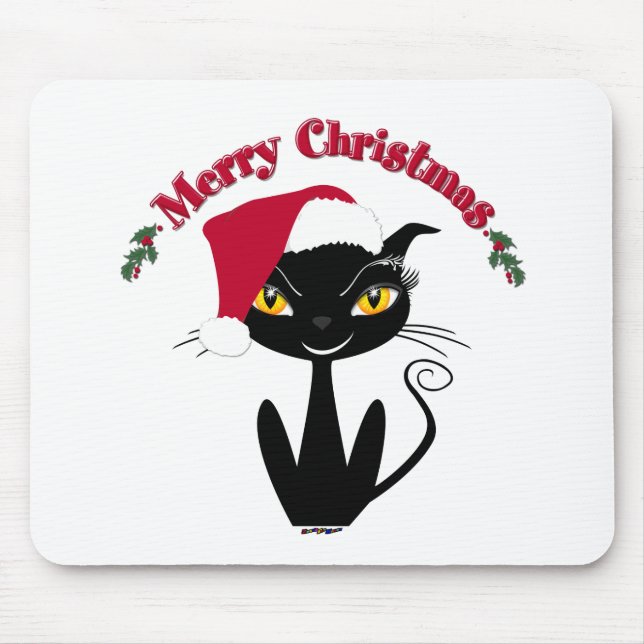 Merry Christmas Kitty Cat Mouse Pad (Front)