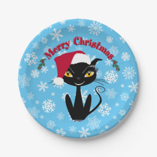 Merry Christmas Kitty Cat Paper Plate