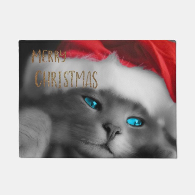 Merry Christmas Kitty Doormat (Front)