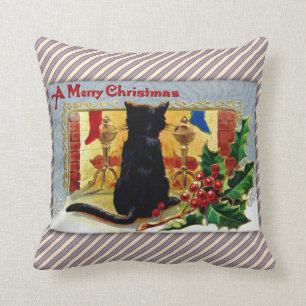 Merry Christmas Kitty Throw Pillow
