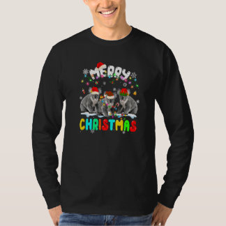 Merry Christmas Koala  Santa Hat Xmas Lights Pajam T-Shirt