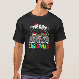 Merry Christmas Koala  Santa Hat Xmas Lights Pajam T-Shirt