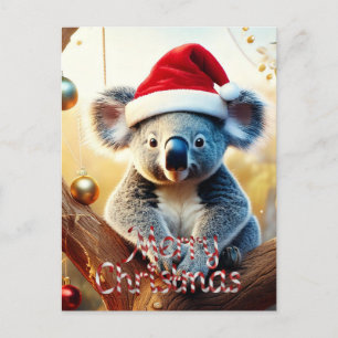Merry Christmas Koala sitting in Gumtree Card