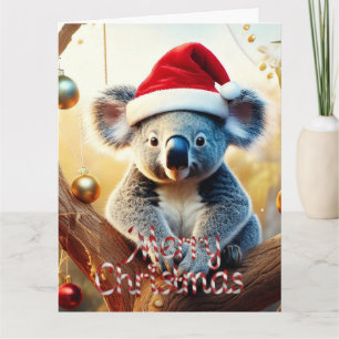 Merry Christmas Koala sitting in Gumtree Card