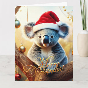 Merry Christmas Koala sitting in Gumtree Card