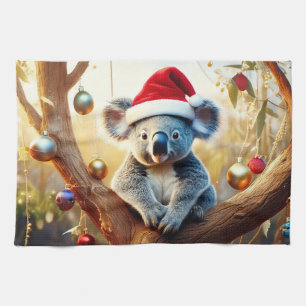 Merry Christmas Koala sitting in Gumtree Kitchen Towel
