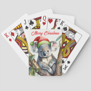 Merry Christmas Koala sitting in Gumtree Playing Cards