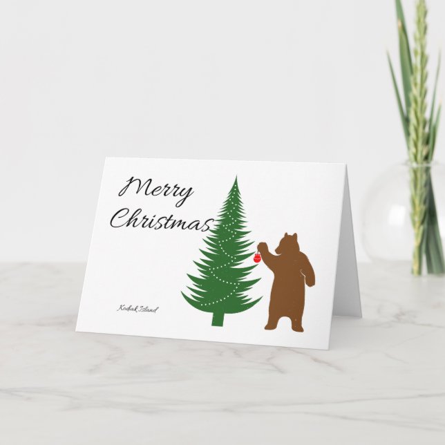 Merry Christmas Kodiak brown bear Card (Front)