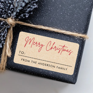 Merry Christmas Kraft paper look return address La Label