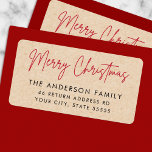 Merry Christmas Kraft paper look return address Label<br><div class="desc">Simple,  modern return address labels with the text "Merry Christmas" in a red,  handwritten style font and your name and return address below on a Kraft paper look (printed image) background.</div>