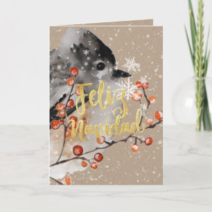Merry Christmas Kraft Paper Winter Sparrow & Berri Holiday Card