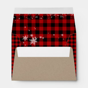 Merry Christmas Kraft Rustic Buffalo Plaid 4x6" Envelope