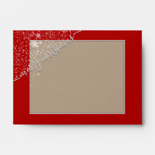 Merry Christmas Kraft Rustic Buffalo Plaid Red 4x6 Envelope