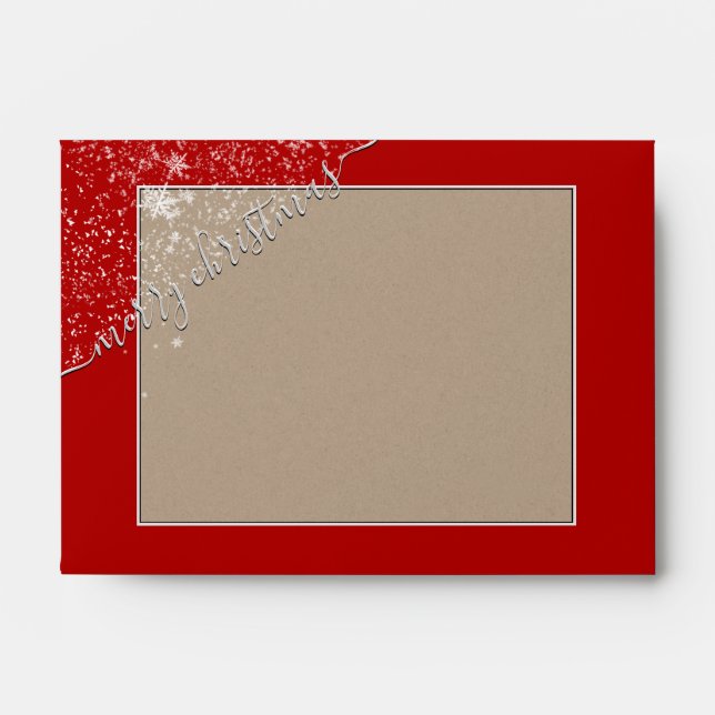 Merry Christmas Kraft Rustic Buffalo Plaid Red 4x6 Envelope (Front)