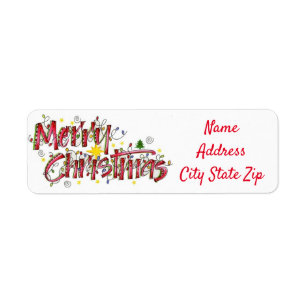 **MERRY CHRISTMAS** LABLE D'ADRESSE DE RETOUR